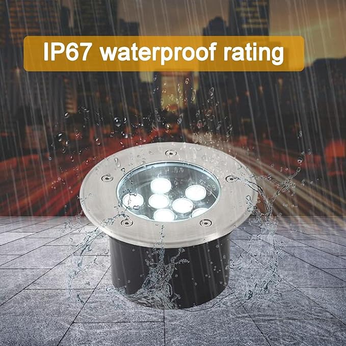 LED Landscape Lights - Outdoor Buried Lights Round Ground Lights IP67 Waterproof Recessed LED Spotlight for Deck Driveway Patio Pathway Lawn Landscape LightiRed-24W