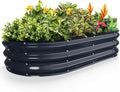 Kesfitt Raised Garden Bed 4x2x1 FT Galvanized Steel Metal Raised Garden Bed Oval Open-Bottom Design 12-Inch Deep for Outdoor Vegetable &amp Herb Gardening Midnight Blue