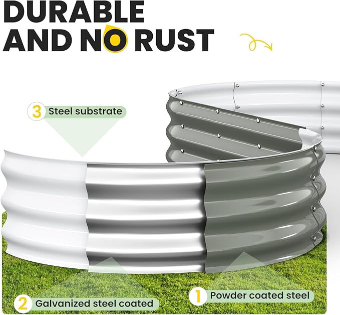 Galvanized Raised Garden Bed 6x3x1 FT Oval Metal Raised Garden Bed Outdoor Planter Box with Open Bottom Rust-Resistant Steel Garden Bed for Vegetables Herbs Flowers Easy Assembly