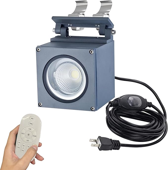 Kiven LED Indoor/Outdoor Waterproof Spotlight Dimmable Porch Light with 9.84 FT Plug-in Cord and Remote Control 7 Watts Plug in Accent Light with Vinly Siding Hooks for Foyer Plants Porch Garden