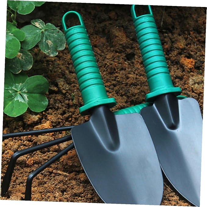 GANAZONO 5pcs Stainless Steel Garden Tool Set with Carry Case Includes Shovel Rake Pruner for Outdoor Planting and Flower Gardening Portable Gardening Hand Tools Kit for Lawn and Garden
