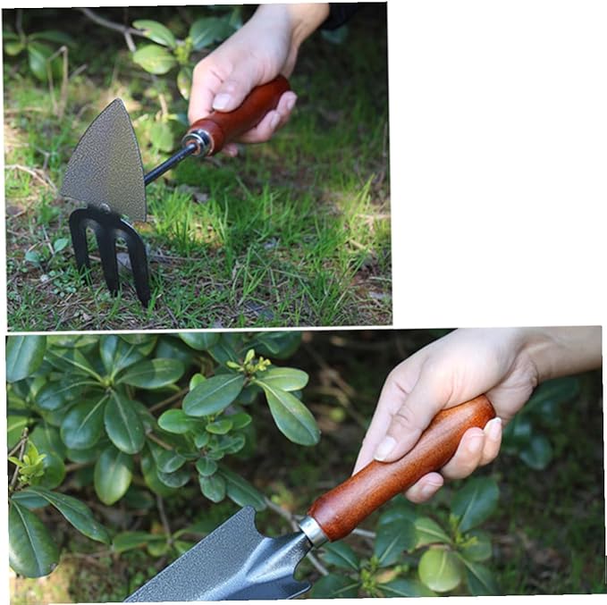 Mini Garden Tool Set 4pcs Thickened Iron Shovel and Spade with Wooden Handles for Planting and Gardening Tasks