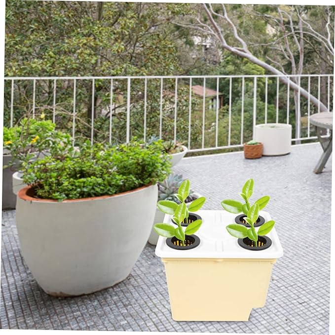 Totority 4holes Hydroponics System Soilless Cultivation Barrel for Vegetables Fruits and Flowers Plastic Planting Basket for Greenhouse Use