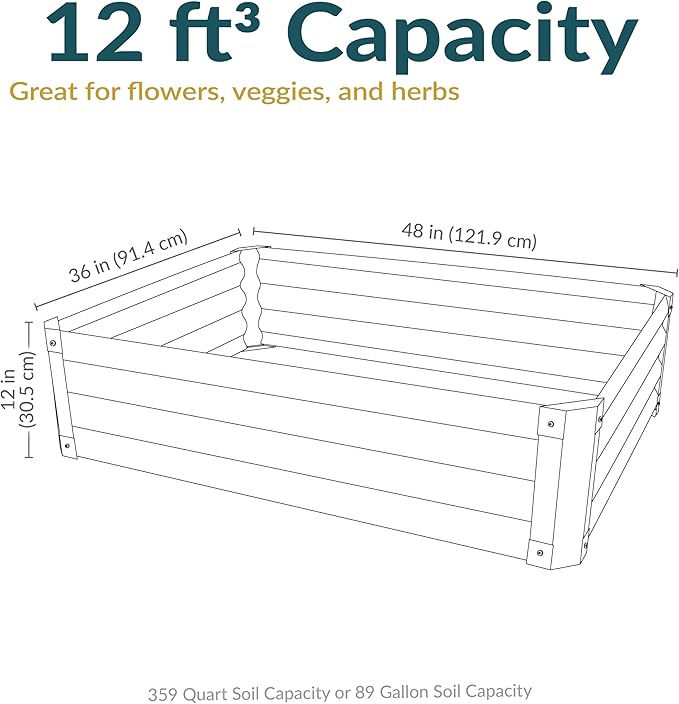 Sunnydaze Galvanized Raised Garden Bed Outdoor - Metal Planter Box for Gardening Vegetables and Plants - 12 H Rectangle - Silver