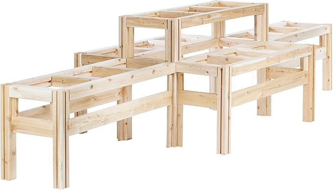 Greenes Fence Two-Tiers Fifteen Bucket Elevated Cedar Wood Garden Frame 125 in. x 43 in. x 30 in. - Made in USA with North American Cedar