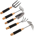 VICASKY 5pcs Garden Tool Set with Ergonomic Hand Shovels and Rake for Outdoor Planting and Flower Gardening Includes Storage Rack for Organized Lawn Care