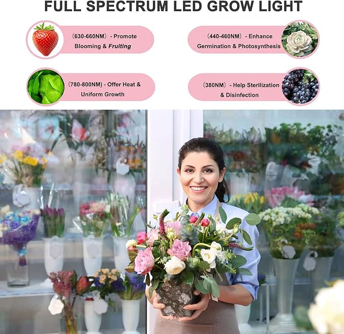 MEGHALI Four Head Grow Lights with Timing Dimming Function LED Clip Plant Light Indoor Grow Lamp for Vegetable Succulent Herb Seedlings Garden