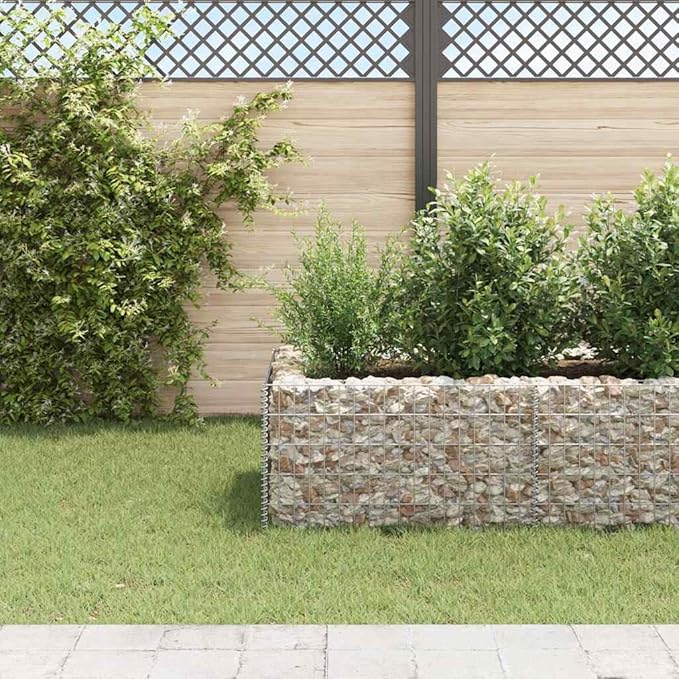 Gabion Raised Bed Galvanized Steel Metal Box for Outdoor Gardening Large Plant Flower Beds - 141.7x35.4x19.7