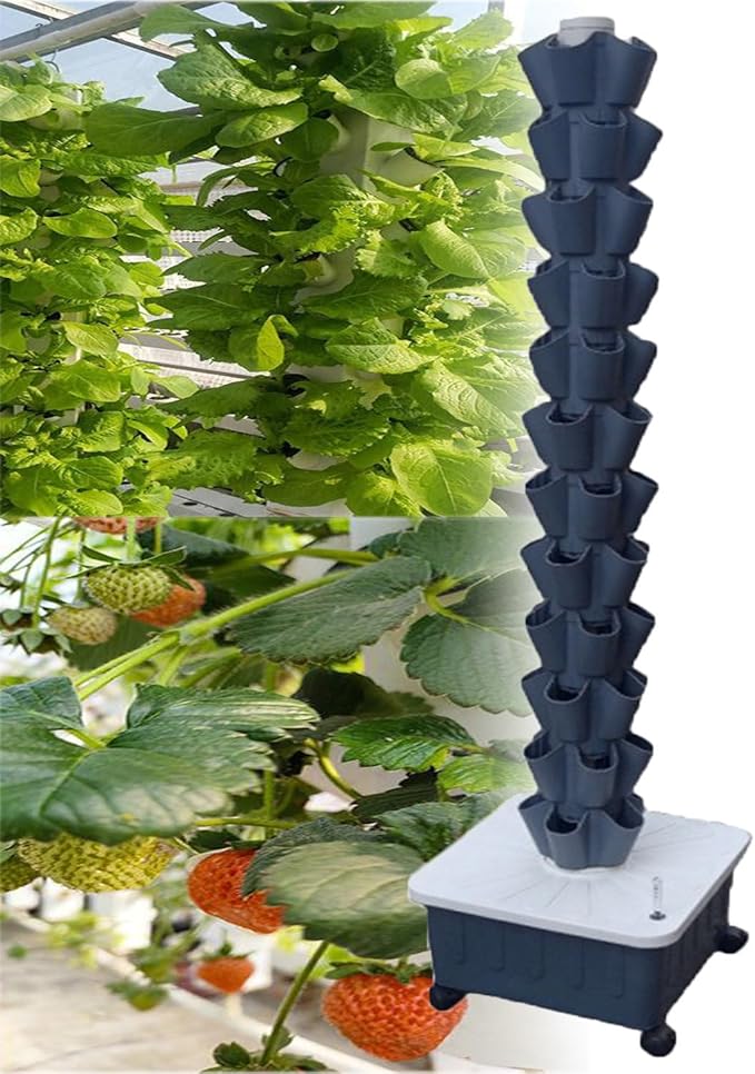 Soilless Cultivation Hydroponic Planting ColumnsVertical Hydroponics Garden Grow TowerHydroponics Growing TowerVertical Tower Planters Gray-12-layer