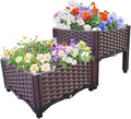 Plastic Raised Garden Bed Set of 2 Planter Grow Boxes 14.5 H Elevated Garden Boxes for Indoor &amp Outdoor Patio Vegetable Fruit Flower Herb