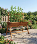Large Wooden Raised Garden Bed with Trellis &amp Storage Shelf Tall Elevated Planter Box with Legs Extra Deep Standing Planter with Drainage Holes for Outdoor Vegetables Flowers &amp Herbs Natur