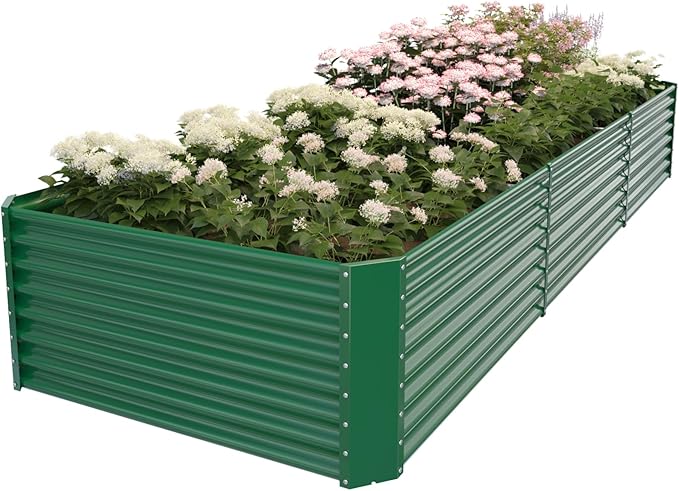 FRIZIONE 10FT(L)×4FT(W)×2FT(H) Raised Garden Bed Outdoor for Flower Garden Planter Box for Vegetable Raised Garden Beds for Herb Succulent Dark Green