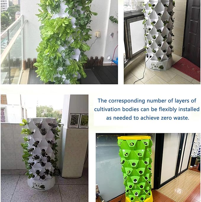 Hydroponic TowerVertical Planter TowerAutomatic Water Circulation SystemSuitable for Leafy Greens and Herbswith Hydrating Pump Timer Adapter8floors