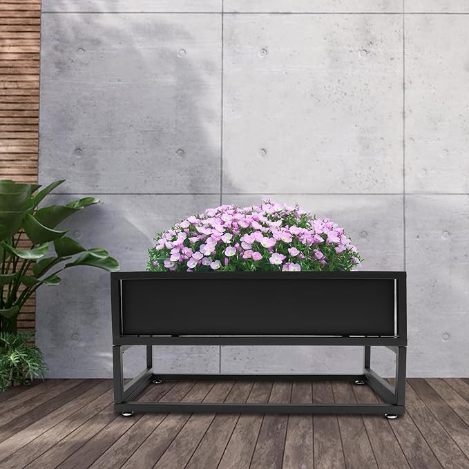 Standing Planter Box 14 Inch Outdoor/Indoor Metal Planter Box Elevated Garden Box Raised Garden Bed for Vegetable Flower Herb Fruit