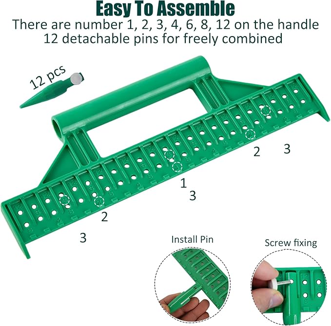Seed Dibber Multifunctional Seed Spacer Tool Seed-in Soil Digger Garden Spacer aid for Planting Seeds Laying Out ideally Spaced Rows (Green)