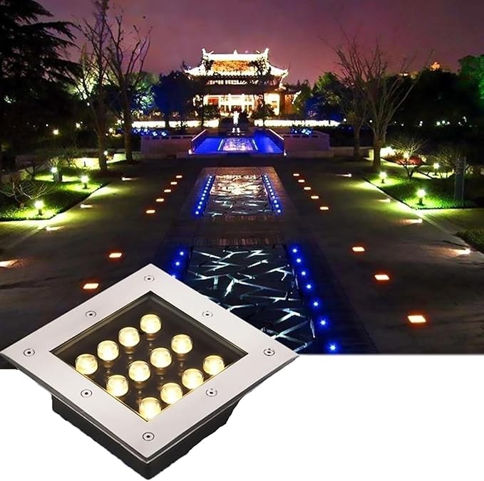 Square Outdoor Buried Lights - Garden LED Landscape Lamp IP67 Waterproof Recessed LED Spotlight 12V Low Voltage Led Well Lights for Yard Lawn Patio Pathway Garage Lighting(Violet light24 W)