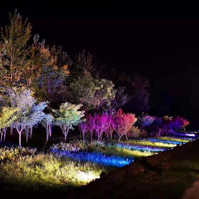Led Beam Light - RGB Color Changing Rotation Spotlight AC12V COB Tree Outdoor Flood Light Garden Villa Courtyard Lawn Landscape Light(18w)