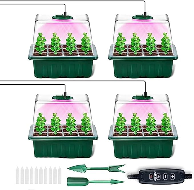 Plant Starter Kit with Full Grow Light 5 Brightness Levels USB Powered Transparent Design - Adjustable Humidity and Temperature Control Indoor Gardening Made Easy