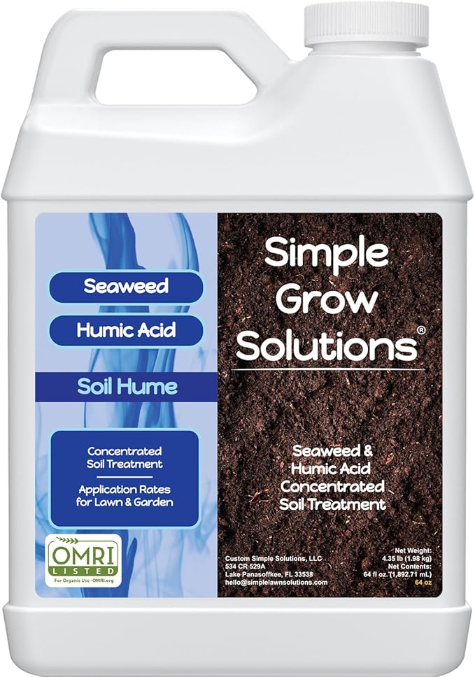 Super Seaweed Humic Fulvic Acid Blend- Liquid Carbon - Soil Hume - Simple Grow Solutions- Natural Lawn &amp Garden Concentrated Treatment- Increase Nutrient Uptake (64 Ounce)