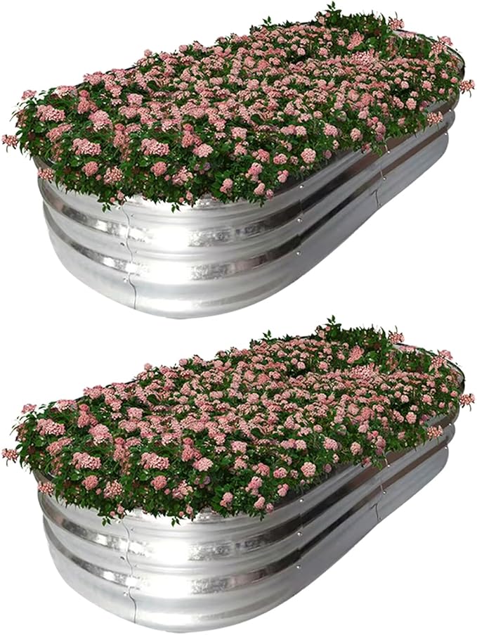 Raised Garden Bed Raised Beds for Gardening Outdoor for Vegetables and Flowers Ground Planter Box Galvanized Metal Planter Grow Garden Box4x2x1ft