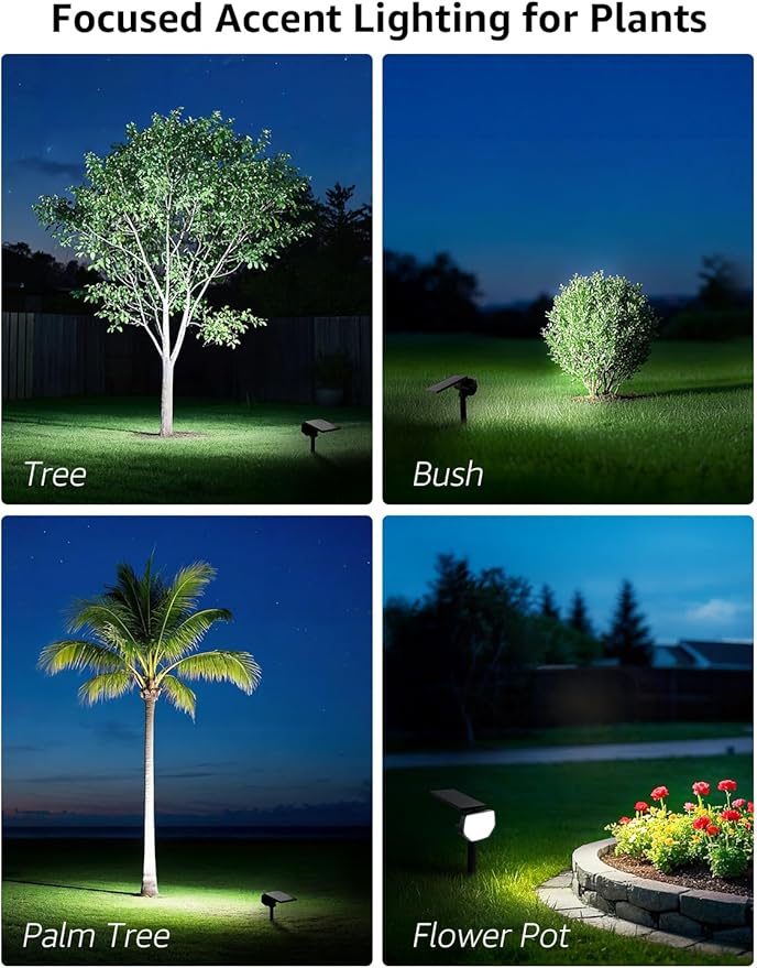 Lepro Solar Decorative Spot Lights 4 Pack Cool White Modern Accent Lights for Garden &amp Landscape IP65 Waterproof Adjustable Spotlight for Architecture Pathways Contemporary Decor