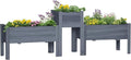 Outsunny Raised Garden Bed Set of 3 Wooden Elevated Planter Box with Legs and Bed Liner for Backyard and Patio to Grow Vegetables Herbs and Flowers Gray