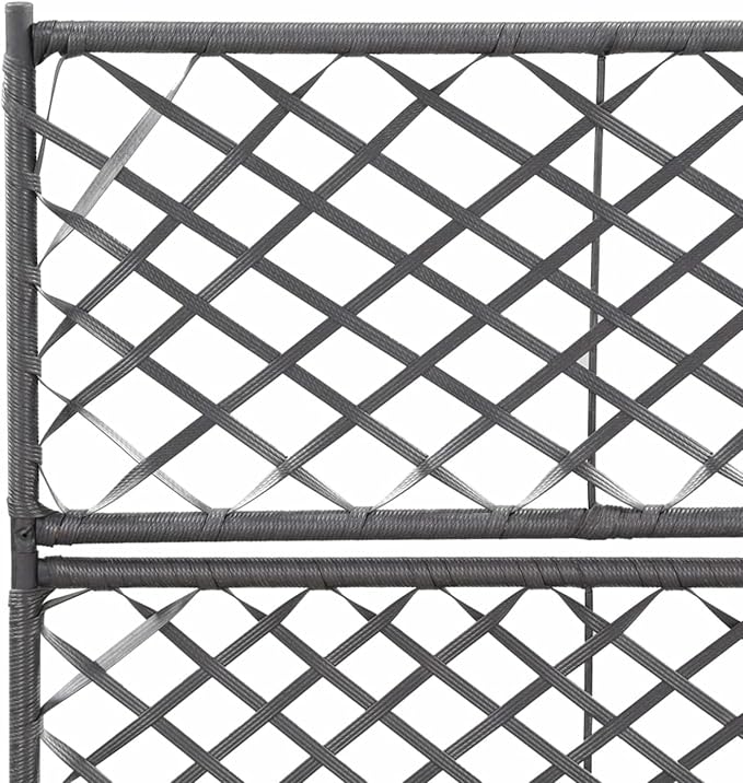 Raised Bed with Trellis 2 Pots 58 x 30 x 107 cm Poly Rattan Black Planter with Trellis Planter for Balcony Flower Box Planters for Outdoor Use
