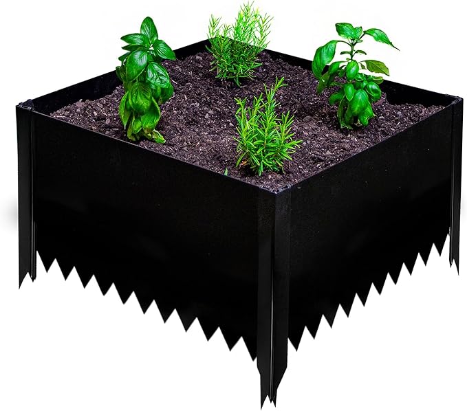 14 in. Tall x 2 ft x 2 ft Metal Raised Garden Bed Kit – Steel Garden Box with Serrated Ground Edging Rust-Resistant Planter for Vegetables Flowers &amp Herbs Made in USA by Tie Down