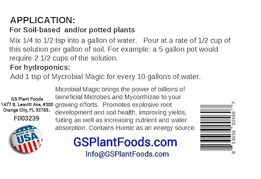GS Plant Foods- Mycorrhizal Root Stimulator - MYCROBIAL Magic Root Enhancer for Plants Use-16 Ounce Package. 4 Endo &amp 7 Ecto Mycorrhizae Species Plus 5 Species of Beneficial Bacilluis with Humic.