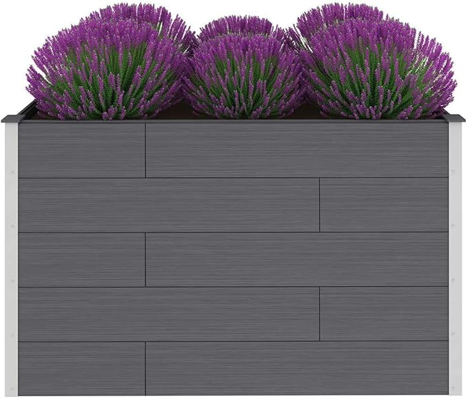 Garden Raised Bed Planter Raised Beds Raised Planter Box for Outdoor Plants Garden Beds WPC 59.1x39.4x35.8 Gray 150 x 100 x 91 cm