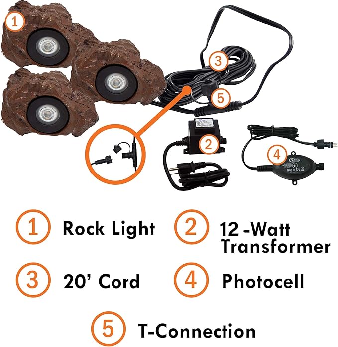 Ignite Landscape Lighting 1.5-Watt Rock Light(x3) with 20-Watt Transformer for Landscape Lighting Ponds and Water Features - 3X1.5WRLKIT