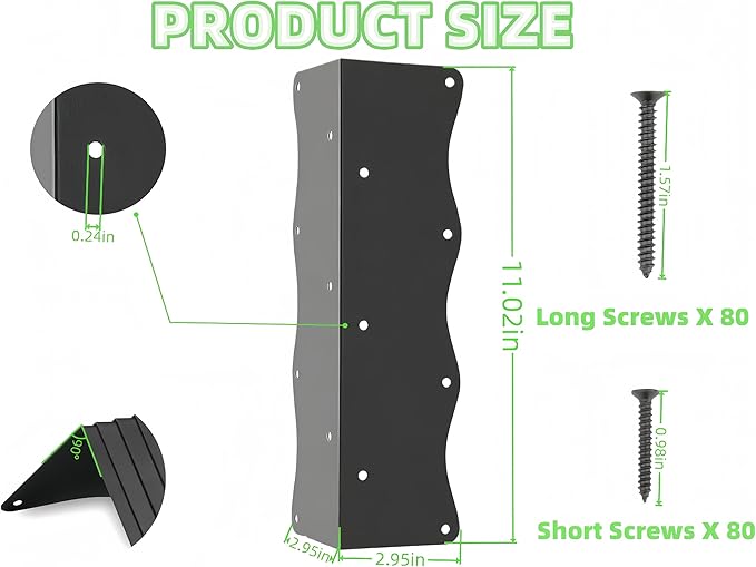 8 Pack Raised Garden Bed Corner Brackets Kit for 20-24 Raised Bed 11x3”x3“ Heavy Duty L Shaped Garden Bed Connectors with Screws Decorative Corner Braces for Planter Box Furniture &amp Wood Fen