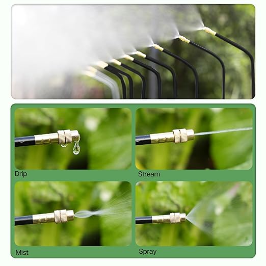 A ANLEOLIFE 82.4FT Automatic Drip Irrigation Kit with Water Timer 8 Programs &amp LCD Quick-Connect System 1/2 Mainline + 1/4 Tubing 360° Bendable Nozzles for Raised Beds Garden &amp Greenhou