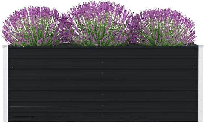 Raised Garden Bed Galvanized Steel Planter Box 63.0 x 31.5 x 17.7 in for Outdoor Gardening Vegetables Herbs and Flowers