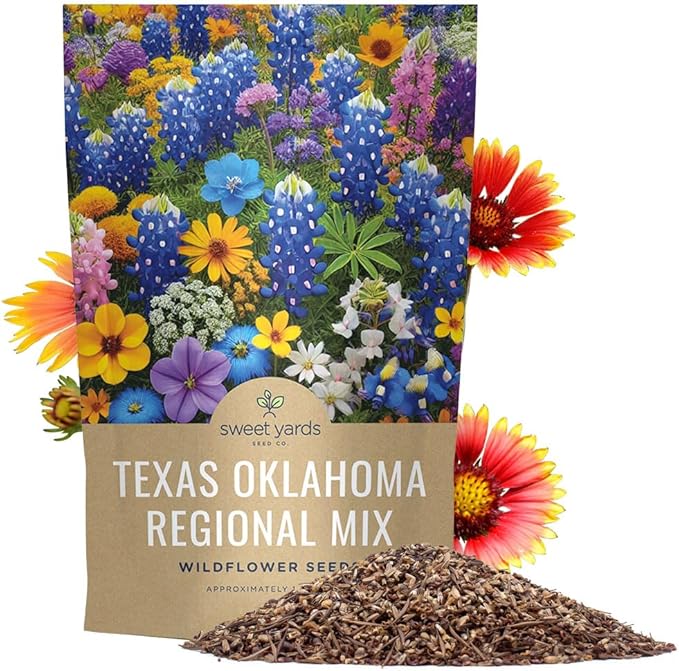 Texas Oklahoma Regional Mix Seeds for Planting - Bulk 1 Pound Bag - Over 240000 Native Seeds - Open Pollinated and Non GMO