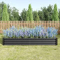 Heavy-Duty Galvanized Steel Raised Garden Bed for Outdoor Vegetable Herb and Flower Planting – Rust-Resistant Metal Planter (Black with 8x4x1ft)