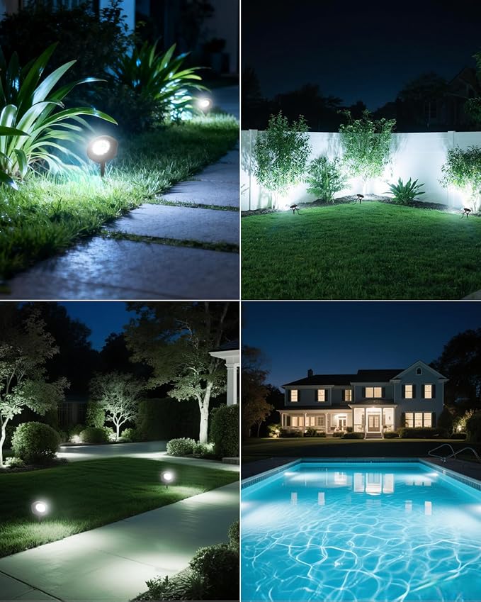 CORESLUX Solar Spot Lights Outdoor Waterproof IP68 3-in-1 LED Cool Light Solar Landscape Lights 2 Light Modes Landscape Path Lights for Outside Garden Yard Pond Pathway