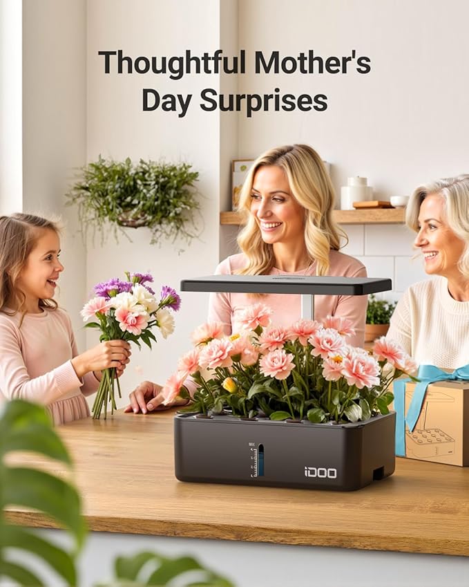 iDOO Hydroponics Growing System Kit 12Pods Indoor Herb Garden System with LED Grow Light Built-in Fan Auto-Timer Adjustable Height Up to 11.3 for Home School for Women Mom for Christmas Gifts