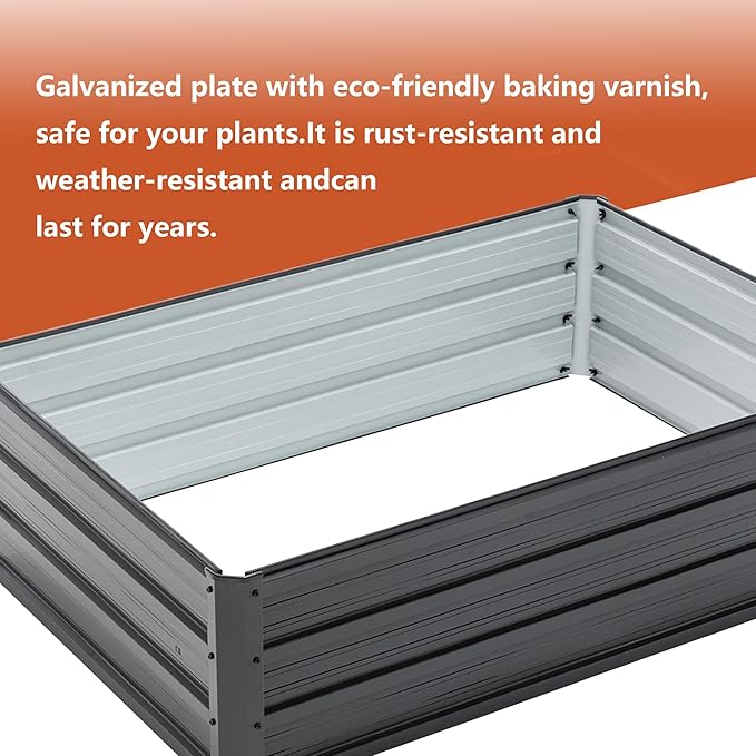 4x3x1ft Metal Raised Garden BedDeep Root Outdoor Galvanized Planter BoxPatio Kit Planting Beds for Vegetables Flowers HerbBlack