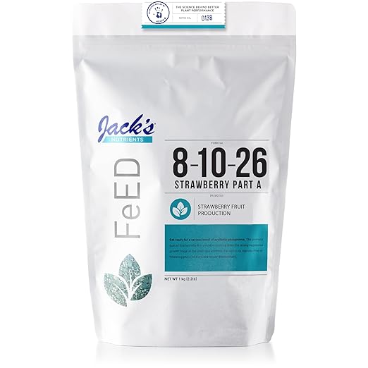 Jack's Nutrients 8-10-26 Strawberry Part A 2.2lbs - Water-Soluble Fertilizer for Strawberry Fruit Production in Continuous Liquid Feed Program