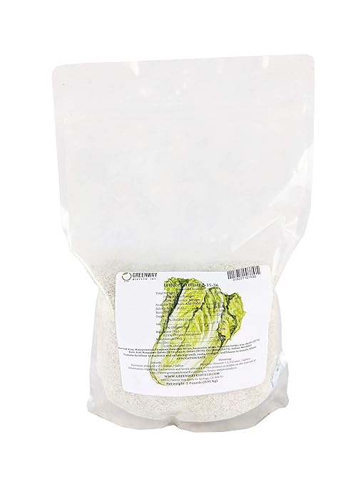Greenway Biotech Inc. Lettuce Fertilizer Powder 8-15-36 Plus Trace Minerals and 100% Water Soluble Includes Essential Chelated Micronutrients for Healthy Plants (2 Pounds)
