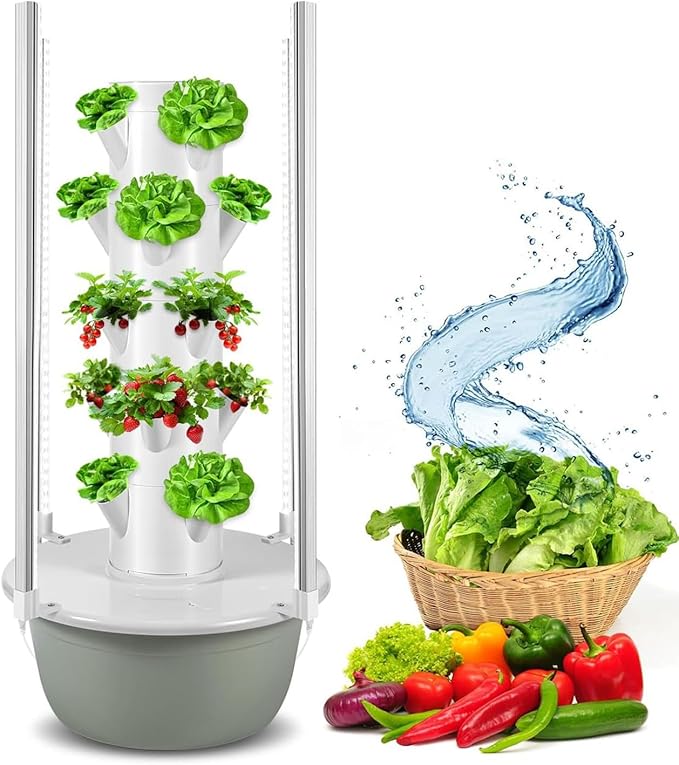 Stackable Plant Tower Hydroponic Growing Systems for Indoor Herbs Fruits and Vegetables Hydro Culture Tower Garden with Hydrating Pump Controller C(20Pots)