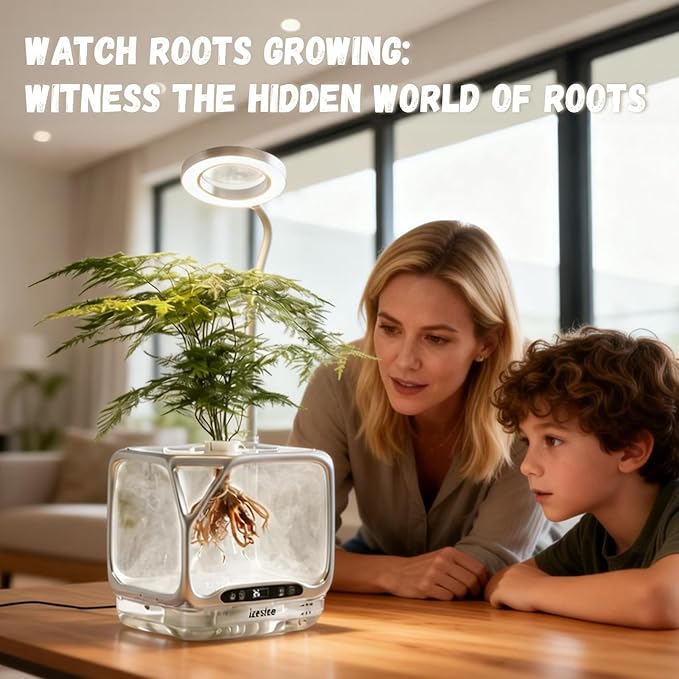 Misting Hydroponic Growing System Kit Smart Aeroponics Indoor Herb Gardening Planter Root ViewAir Humidifier&ampAuto Light-3 Mist ModesTemperature Control for Growing Vegetables/Flowers/Pods/Fruit