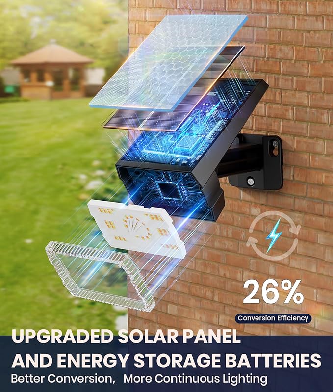 2-Pack Solar Lights Outdoor Waterproof IP67 3 Color Modes (Warm/Cool White &amp Hybrid) with 3 Lighting Modes 105° Adjustable Dusk to Dawn Solar Spotlights for Pathway/Garden/Yard Wall/Ground Light