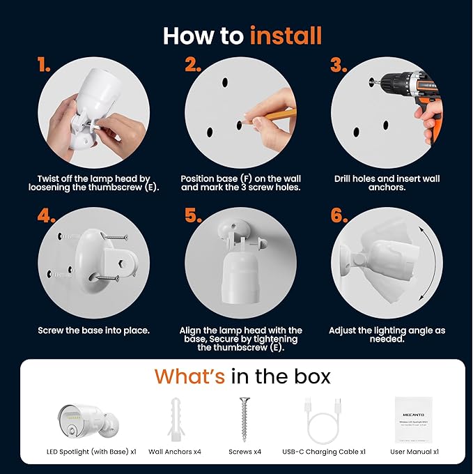 Battery Operated Motion Sensor Light Outdoor 4000mAh Rechargeable 600 Lumen Battery Powered Spotlight Outdoor Waterproof for Porch Garage House(2 Pack)(Non-Solar)