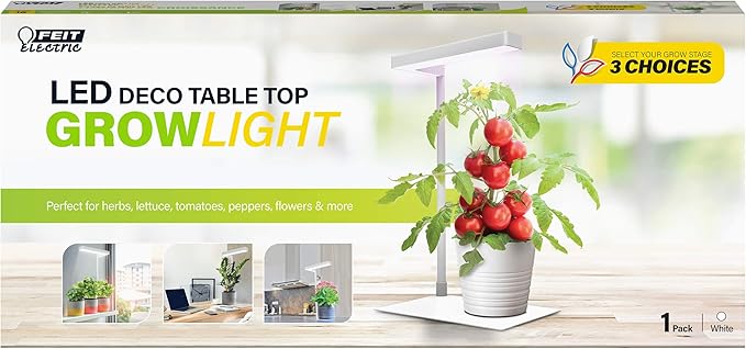Feit Electric GLP17/W/TABLE/14WLED Tabletop 17 LED Grow Light White 14W Fits on Almost Any Flat Surface 3 Spectrum Modes 25000 Rated Life Hours