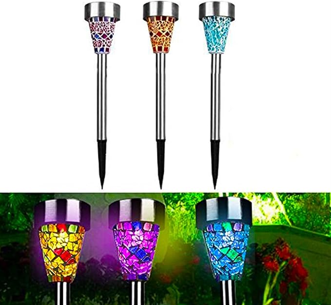 Plant Growing Lamps Solar Light LED Mosaic Lawn lamp Outdoor Waterproof Mosaic lampshade Modern Park Garden Path Landscape Lawn Decorative 1/3pcs(Orange 1pcs)