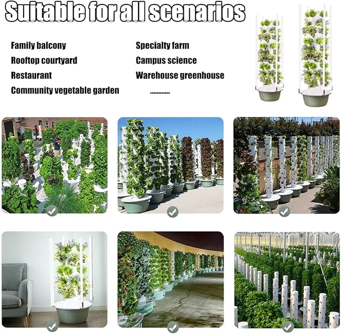 Hydroponics Tower with LED Grow Light - Vertical Hydroponic Garden with Pump for Growing Herbs Fruits and Vegetables Indoor Hydroponic System Space-Saving Design