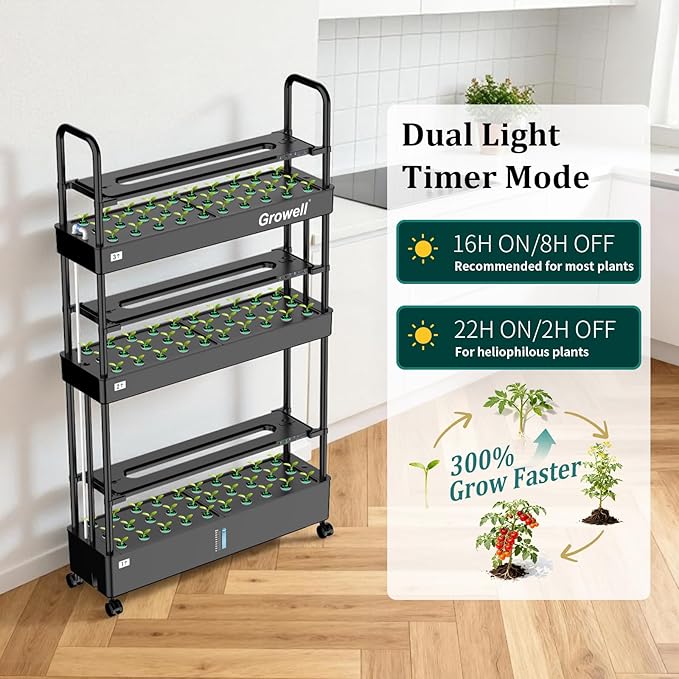 90-Pod Hydroponics Growing System Large Vertical Hydroponic Garden with Smart Full-Spectrum Grow Lights Auto Circulating Water Mobile Indoor Gardening System for Herbs Vegetables &amp Fruits