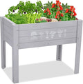 Kids Raised Garden Bed with DIY Chalkboard 30 x 24 x 18 Inch Wooden Elevated Raised Garden Bed for Kids Outdoor Planter Box with Legs for Vegetables Grass Lawn Yard Light Blue
